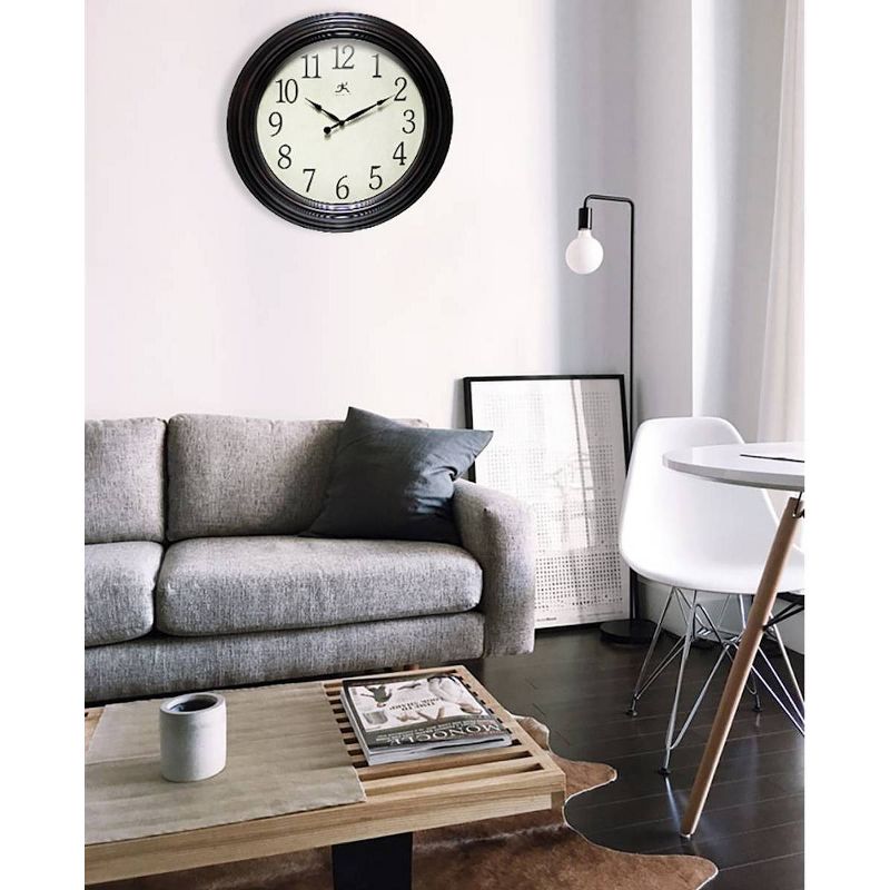 23&#34; Classic Indoor Bevelled Framed Wall Clock Black/Brown - Infinity Instruments, 6 of 9