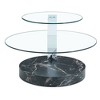 NicBex Artistic Double Layer Coffee Table with White Marble and Wood Grain Collision, Density Board Sticker and Reinforced Glass for Dining Room - 3 of 4
