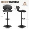 Black two piece bar stool set, faux leather bar stool with backrest, stylish swivel bar stool with footrest - 4 of 4