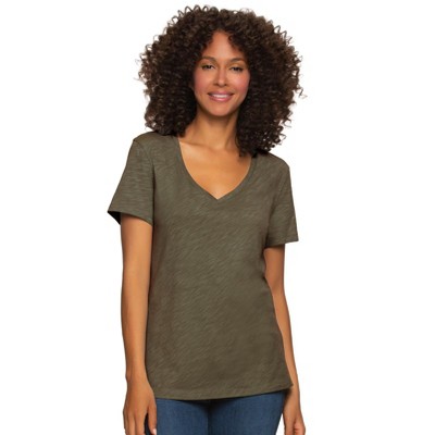 Felina Women's Slub Jersey V-Neck Tee | Short Sleeve T-Shirt