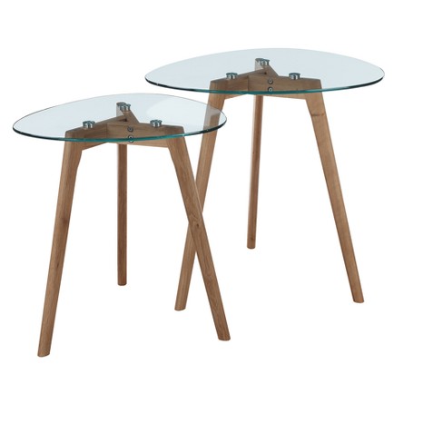 Clearview Nesting End Tables Natural Glass Johar Furniture