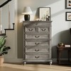 7-Drawer Farmhouse Dresser, 50" Tall Wood Chest w/Rustic Handles, Jewelry Storage Organizer for Bedroom Living Room Hallway - 3 of 4
