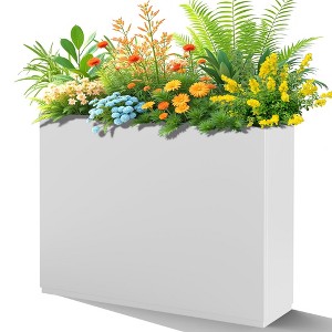 TUYOHW Metal Planter Box, Rectangular Planter Box with Drainage Holes, Large Planters with Removable Shelf for Outdoor Plants, Black - 1 of 4