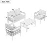 Outdoor 4 Pcs Seating Set, Patio Lounge Sets with Loveseat and Table, Patio Lounge Sets with Iron Frame and PE Cushions-Coolbibila - 4 of 4