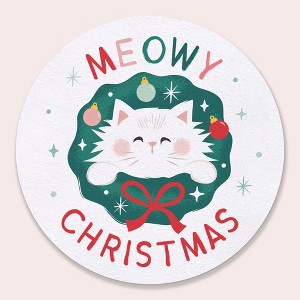 Big Dot of Happiness 25 Ct Cat Christmas Drink Coasters, 4-Inch Disposable Round Paper Coasters, Pets Holiday Party Decor, Funny Christmas Table Decor - 1 of 4