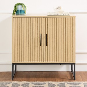 Best Choice Products 2-Door Slatted   Storage Cabinet, Accent Furniture w/ Non-Scratch Foot Pads - 1 of 4