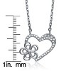 Guili Rose-Plated Sterling Silver CZ Heart & Flower Necklace in White or Rose Gold, Romantic & Stylish Piece for Any Jewelry Lover. - 3 of 4