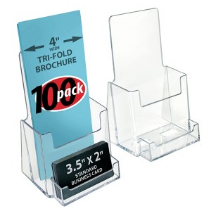 Azar Displays Trifold Brochure Holder w/ Business Card Pocket. Inside Dimension: 4.125"W - 1 of 4
