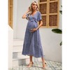 Whizmax Maternity Dress Women's V-Neck Puff Sleeve Pleated Maxi Dress for Baby Shower - 3 of 4