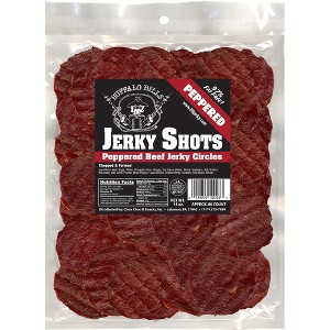 Buffalo Bills 14oz Peppered Beef Jerky Shots (80 black pepper jerky circles per bag) - 1 of 3