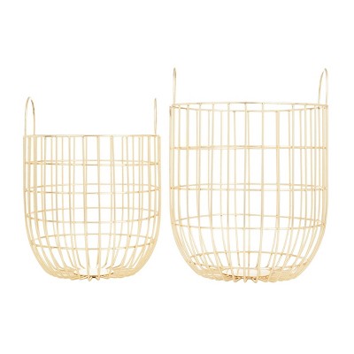 Set of 2 Contemporary Iron Storage Baskets Gold - Olivia & May