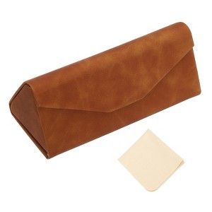 Unique Bargains Foldable Triangle Magnetic Portable Eyeglass Case with Eyeglass Cloth 1 Pc - 1 of 4