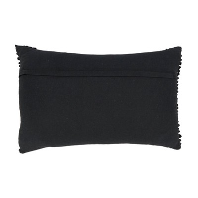 Black Textured Woven Diamond Cotton Throw Pillow Cover