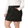 Women's Plus Size 2 Pieces Faux Suede Sleeveless Lapel Fashion Vest and Zipper Elastic Waist Mini Skirt Matching Set - Agnes Orinda - 4 of 4