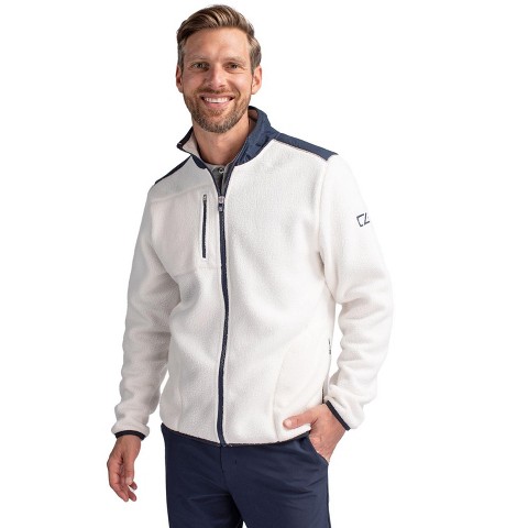 Cutter & Buck Cascade Eco Fleece Mens Full Zip Jacket - Shell/Navy Blue - L