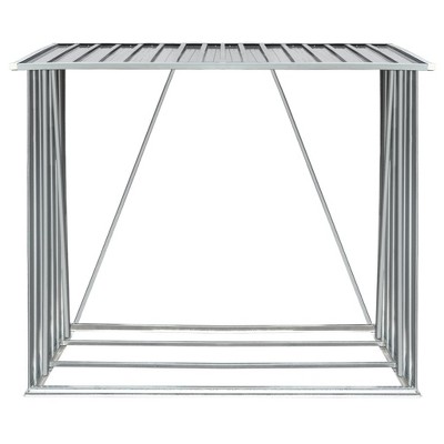 Gray Galvanized Steel Log Storage Shed with Sloping Roof