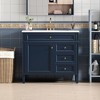 Vynxaria 36 inch Ocean Blue Modern Single Sink Freestanding Bath Vanity with Resin Top Two Full Extension Drawers One Tip Out Drawer Soft Close Door - 4 of 4