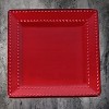 Lorren Home Trends 16 Piece Square Beaded Stoneware Dinnerware set, service for 4, Red - 2 of 4