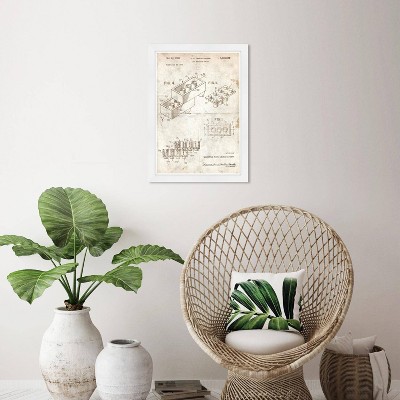 Wynwood Studio 15"x21" Toy Building Brick 1961 Parchment Wall Art White Frame: Modern Canvas, Wood Composite Frame