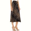 Women's Satin Midi Skirt - High Waist Slit Design with Comfortable Elastic Waistband Leopard Brown - 4 of 4