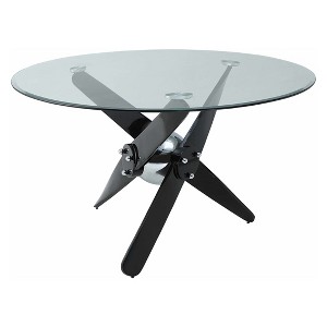 Acme Furniture Hagelin Dining Table Clear Glass Black/Chrome, Silver Black