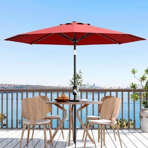 10ft Patio Umbrella, Table Umbrella Outdoor Patio with Crank Lift & Push Button Tilt, 8 Sturdy Ribs for Yard, Deck, Pool - 1 of 4