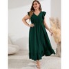 WhizMax Women's Plus Size Summer Dress with Pocket Ruffle Cap Sleeveless V Neck Side Split Long Beach Maxi Dress,3XL,Dark green white - 3 of 4