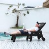 5 Level Adjustable Outdoor Chaise Lounge With Wood Texture,HDPE Patio Chaise Lounge,Patio Lounge Chair With Wheels And Cup Holder -Maison Boucle - 2 of 4