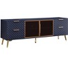 Vynxaria Modern Geometric TV Stand: Aluminum Frame, Tempered Glass Door, 4-Drawer Chest with Adjustable Feet - 2 of 4