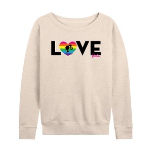 Women's - Barbie - Love Lightweight French Terry Wide Neck Long Sleeve Shirt - 1 of 4