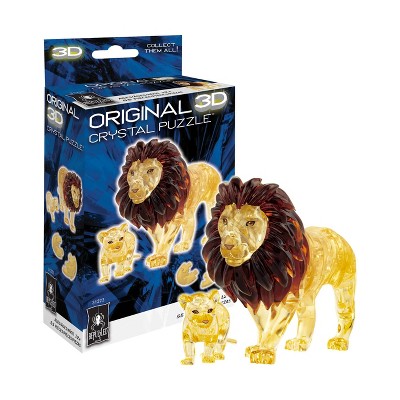 Golden and Brown Crystal Lion and Cub 3D Puzzle - 55 Pieces