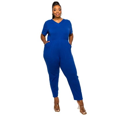 L I V D Women's Gineva V Neck Pocket Jumpsuit
