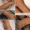 BRINJOY 14K Gold Plated Stackable Bracelet Set - 5 Piece Adjustable Paperclip Cuban Cuff Chain for Women (7+2 inch) - 3 of 4