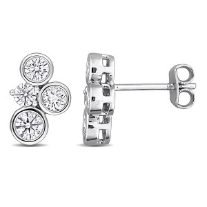 CREATED FOREVER | Sterling Silver 1 CT TW Lab-Grown Diamond Cluster Stud Earrings - 1 of 4