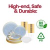 Smarty Had A Party Clear Blue w/ Gold Rim Hammered Glass Plastic Tableware Set - 120 Sets - 4 of 4