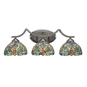 Toltec Lighting Zilo 3 - Light Vanity in  Graphite with 7" Kaleidoscope Art Glass Shade - 1 of 1