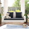 2-Person Wicker Hanging Porch Swing with Chains; Cushion; Pillow; Rattan Swing Bench for Garden; Backyard; Pond - 3 of 4