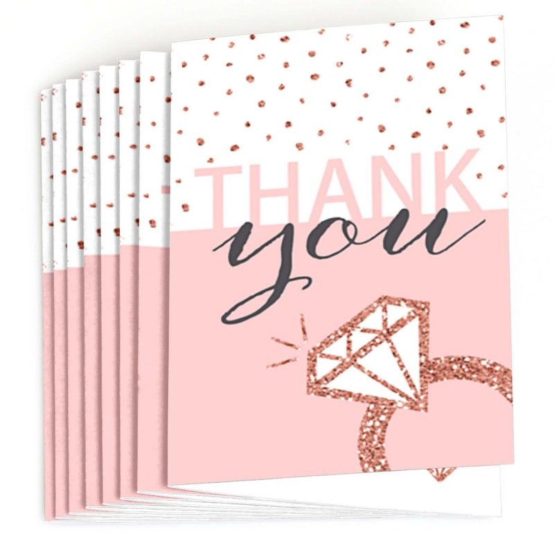 Big Dot of Happiness Bride Squad - Rose Gold Bridal Shower or Bachelorette Party Thank You Cards (8 count), 2 of 7