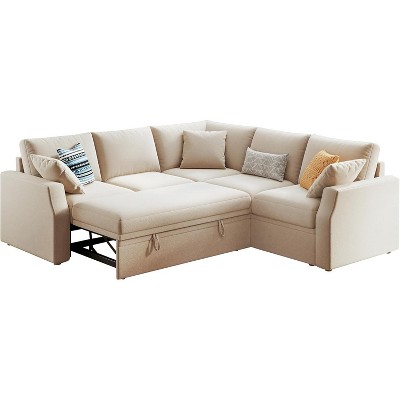 AMERLIFE 85 Inch Pull Out Sleeper Sofa Bed with Storage