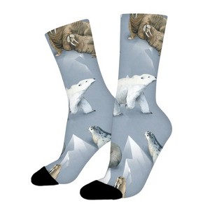 Polar Bear Seal Women Printed Crew Socks Funny Funky Socks Soft Polyester Novelty Gifts for Artists Men - 1 of 1