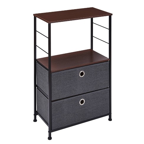 Modern 2 Tier Decorative Bookshelf Dresser Storage With Fabric Drawers Gray Danya B Target