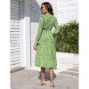 BLUEMING Womens V Neck Long Sleeve Peasant Dress Poet Sleeve Dress Surplice Shirred Waist Tiered Womens Fall Fashion, green - M - 2 of 4