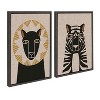 Kate and Laurel Sylvie Lion Profile Neutral Linen and Tiger Profile Neutral Linen Framed Canvas Art Set by Hannah Beisang - 2 of 4