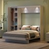Full/Queen Size Murphy Bed Space-saving Wall Bed Foldable Bed with Shelves, Wardrobe & LED Light - ModernLuxe - 2 of 4