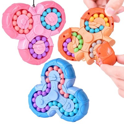 Fun Little Toys 3PCS iEnlight Fidget Spinner Bead Puzzles, 2-in-1 Fingertip Decompression Toy, Triangle Hand Spinner