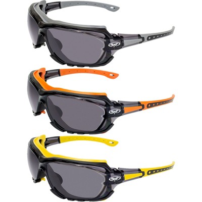 3 Pairs of Global Vision Eyewear Octane Safety Motorcycle Goggles