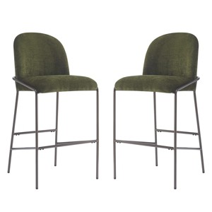 Set of 2 Metal Bar Stools,Faux Leather Bar Stools with Solid Back for Dining Room,Modern Upholstered Bar Stools for Kitchen or Bar- Cuddlewood - 1 of 4