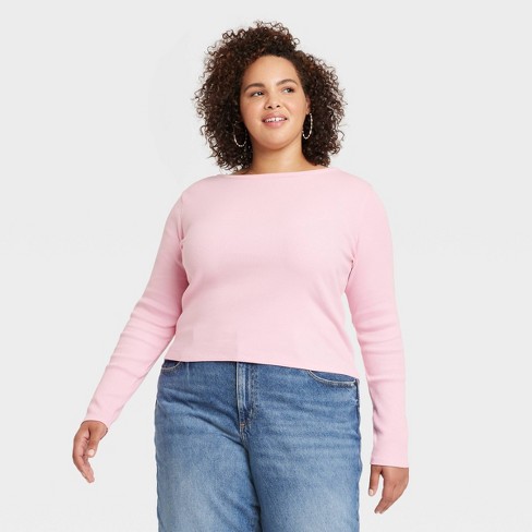 Women's Long Sleeve Shrunken Rib T-shirt - Universal Thread™ : Target