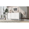 Elegant Four-Door Sideboard with Wavy Pattern Doors, Cylindrical Legs, and Sleek Metal Handles, Adjustable, Suitable for Entryway and Living Room - 4 of 4