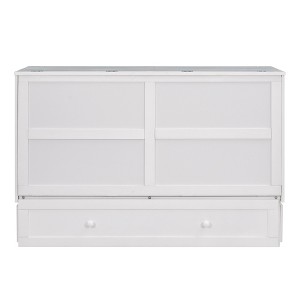 TiramisuBest Queen Size Mobile Murphy Bed with Drawer and Little Shelves on Each Side - White Pine Design - 1 of 4